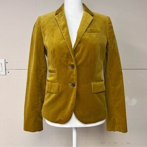 J Crew mustard plush velvet schoolboy blazer